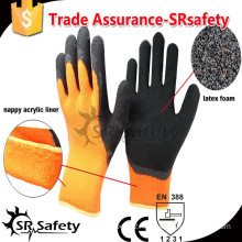 SRSAFETY 7 gauge orange polyester liner coated latex on palm gloves/orange latex coated working gloves